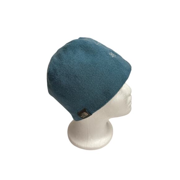 THE NORTH FACE Merino Wool Flower Embroidered Beanie Blue One Size Adult Fleece - Picture 2 of 7